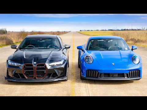 Видео: Кто победит в заезде: новый Porsche 911 GTS или BMW M4 CS?