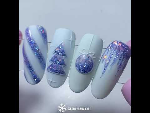 Видео: Новогодний маникюр с елочным шариком | LOVELY NAILS