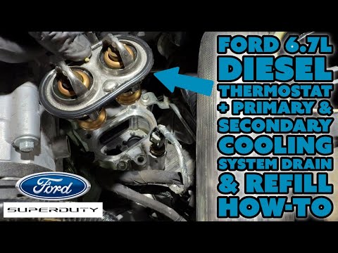 Видео: Замена термостата на дизельном двигателе Ford 6.7, а также руководство по сливу и заправке первич...