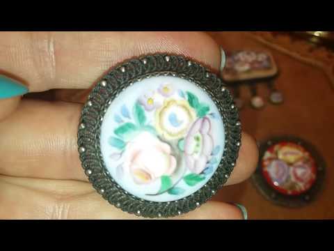 Видео: Ростовская финифть, резьба по кости, янтарь и броши из Чехословакии.