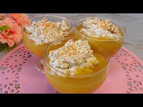 Видео: Oatmeal cream with peach sauce / Овсяный крем с персиковым соусом