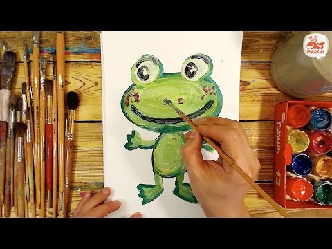 Видео: Как нарисовать ЛЯГУШКУ красками / урок рисования для детей