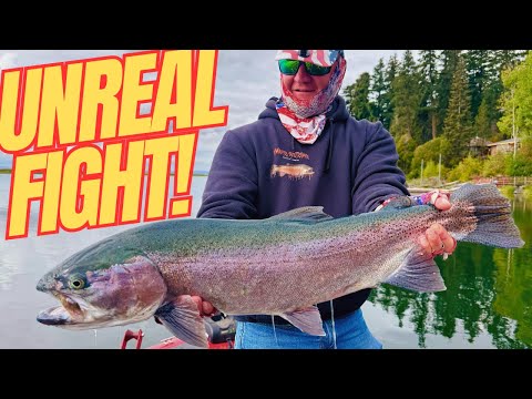 Видео: Ловля огромной краснополосой радужной форели в Орегоне — сверхлайтовая снасть!