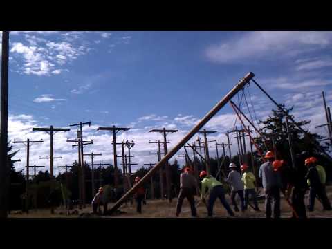 Видео: Установка деревянной опоры ЛЭП вручную