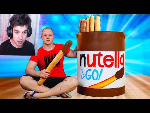 Видео: МЫ ПРИГОТОВИЛИ ОГРОМНУЮ Nutella Go ВЕСОМ В 50 КИЛОГРАММ - Реакция на vanzai