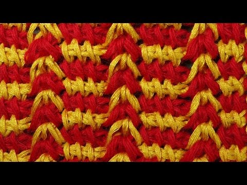 Видео: Узор вязания Гусиные лапки Tunisian crochet tutorial  30