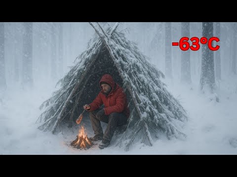 Видео: Строительство теплого и уютного убежища для выживания. 9 дней выживания в суровом заснеженном лес...