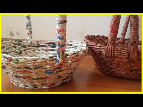 Видео: Как сделать прочную ручку для корзины из газет! Подробный МК!