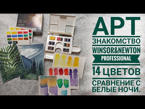 Видео: АРТ знакомство. Акварель Winsor&Newton Professional, 14 цветов. Сравнение с Белыми ночами.