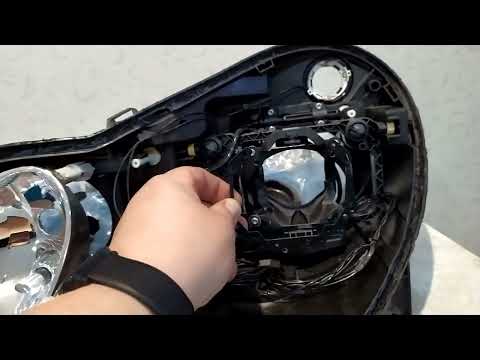 Видео: замена штатных линз с системой afs с хелла2 на хелла3р мерседес w211