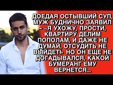 Видео: МУЖ БУДНИЧНО ЗАЯВИЛ   «Я УХОЖУ, ПРОСТИ, КВАРТИРУ ДЕЛИМ ПОПОЛАМ, И ДАЖЕ НЕ ДУМАЙ ОТСУДИТЬ!» А ПОТО