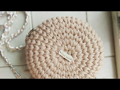 Видео: Круглая сумка макарон из трикотажной пряжи