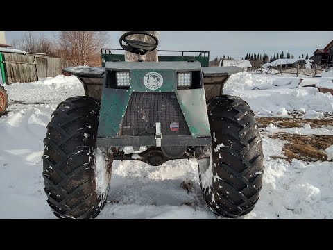 Видео: Вездеход каракат Охотник М по заснеженной Тайге.