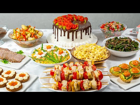 Видео: Самое красивое меню на День рождения! 10 блюд. Салаты, закуски, горячее и торт!