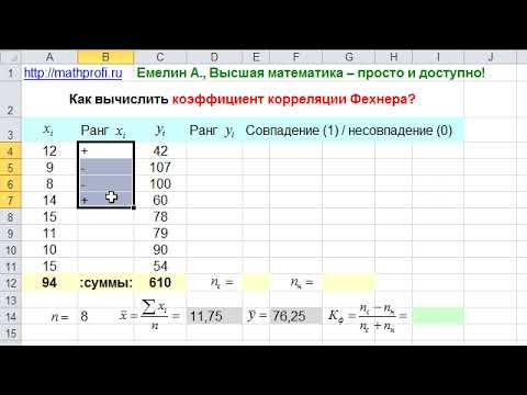 Видео: Как вычислить коэффициент корреляции Фехнера в MS Excel?