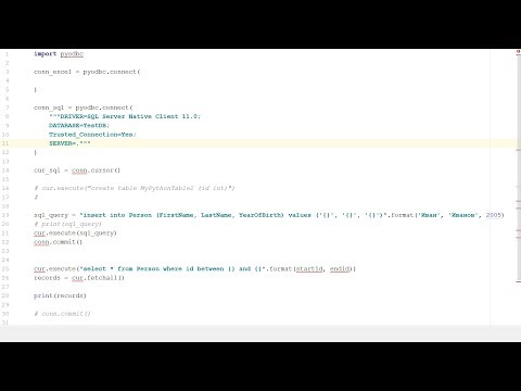 Видео: Работа с SQL Server из Python с помощью pyodbc