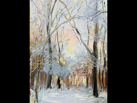 Видео: Научиться рисовать зимний пейзаж маслом / для начинающих / полный урок Карины Мельгуй
