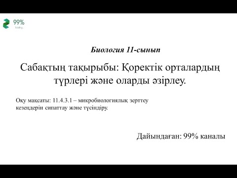 Видео: 3 - тоқсан. Биология 11-сынып. Қоректік орталардың түрлері және оларды әзірлеу. ЖМБ
