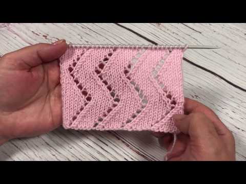 Видео: Простые узоры спицами. Вертикальный зигзаг.