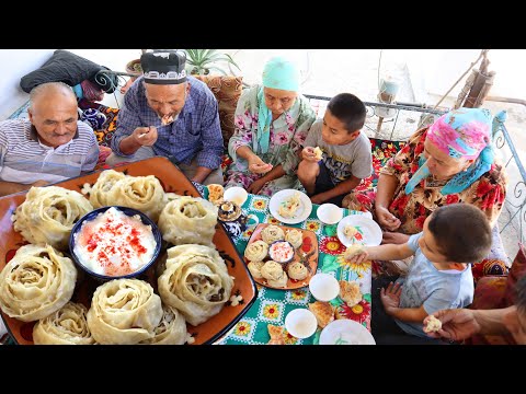 Видео: МАНТЫ, приготовленные в Узбекской семье | MANTI made in Uzbek family | Гул Манти | цветочные манты