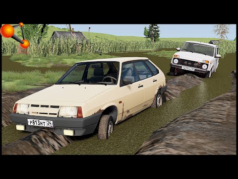 Видео: КТО ПРОЕДЕТ БОЛОТО! Застряли ВСЕ! - BeamNg Drive