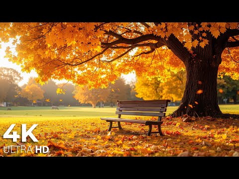 Видео: Очарование осенних лесов прекрасной фортепианной музыкой 🍁Осенняя атмосфера и осенняя листва в 4K