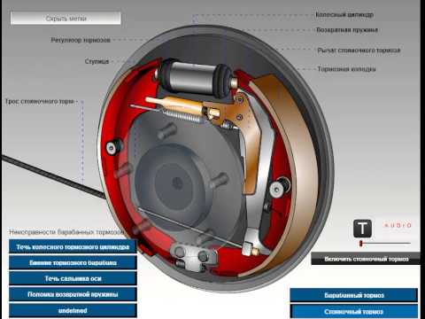 Видео: барабанный и стояночный тормоз