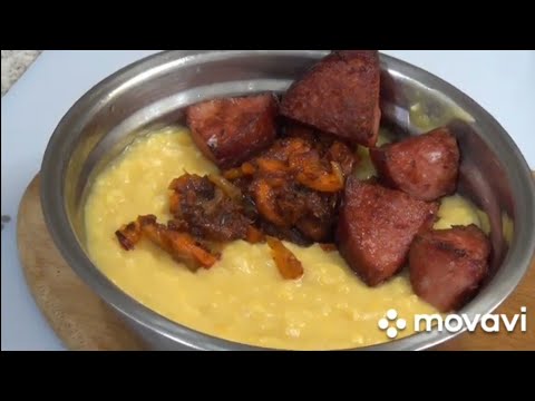 Видео: Каша гороховая, с жаренной колбасой. Pea porridge with fried sausage.