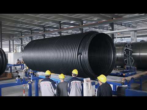 Видео: массовый процесс производства труб Krah и двухстенных гофрированных труб HDPE!