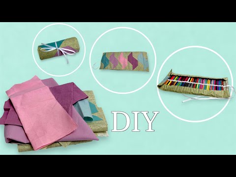 Видео: ИЗ ОСТАТКОВ ТКАНИ сшила очень удобный пенал свиток для карандашей - Лоскутное шитье