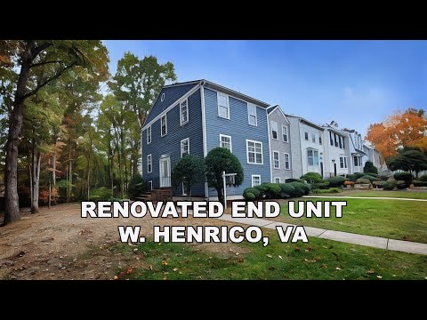 Видео: ОТРЕМОНТИРОВАННЫЙ таунхаус с 4 спальнями, торцевая часть, W. Henrico, VA, 355 тыс. долларов