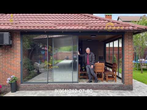 Видео: Панорамное тёплое остекление веранды. Стеклопакет 22 мм, алюминиевая рамка 3 см