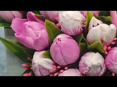 Видео: собираю букеты  из мыла в конвертах . Тюльпаны из мыла