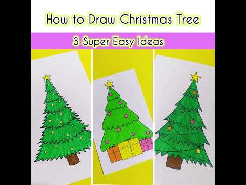 Видео: Как нарисовать рождественскую ёлку | Простой рисунок рождественской ёлки ​​для детей | Рисунок ро...