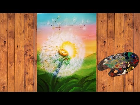 Видео: Одуванчик Закат Техника Акриловой Живописи для НАЧИНАЮЩИХ ЛЕГКОЙ Акриловой Живописи ОДЕЖДА
