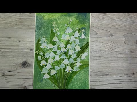 Видео: Как нарисовать ЛАНДЫШИ гуашью. Как создать красивый фон при помощи ЦЕЛЛОФАНОВОГО ПАКЕТА?