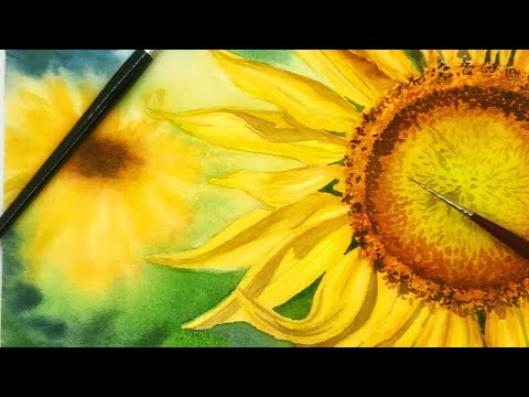 Видео: Раскрываем секреты рисования идеального подсолнуха акварелью! 😱