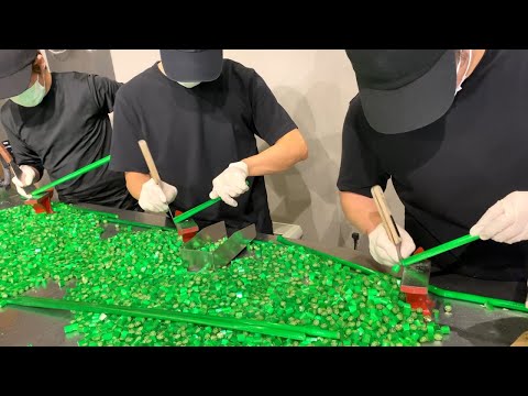 Видео: 【PAPABUBBLE】Как сделать зеленые конфеты Amezaiku в Японии【видео по изготовлению конфет】