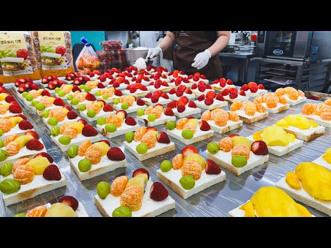 Видео: Распродано сразу после приготовления! Популярный сэндвич с фруктовым кремом - корейская уличная еда