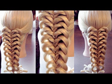 Видео: Коса на резинках "Перо" | Авторские причёски | Лена Роговая | Hairstyles by REM | Copyright ©