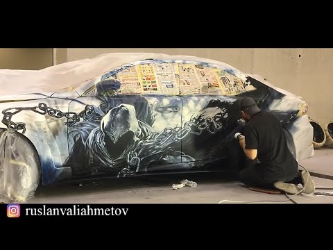 Видео: airbrushing on a Lexus.Аэрография на автомобиле Лексус