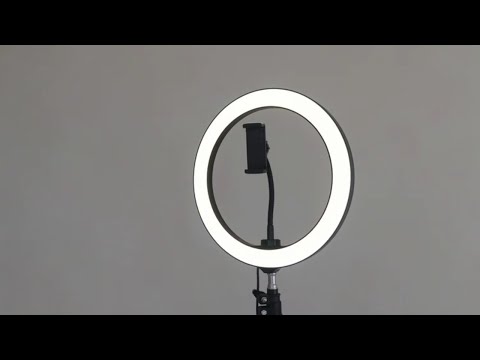Видео: Кольцевая лампа со штативом и держателем для смартфона, для макияжа, селфи и видеосъемки