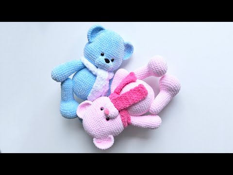 Видео: Большой вязаный мишка крючком // мастер-класс // часть 3