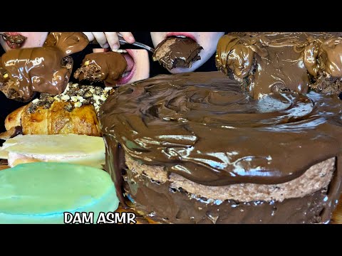 Видео: Nutella и шоколадный лавовый мусс пирог, мороженое и круассан. Еда звуков.🤤🍫