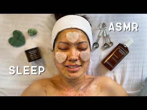 Видео: АСМР МАССАЖ лица, шеи и декольте + Комплекс Травяной пилинг Green Peel 🌿💆‍♀️🌙