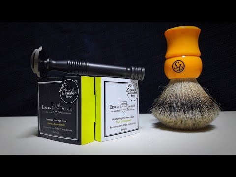 Видео: Бритьё. Т станок RazoRock LUPO, крем для бритья и лосьон Edwin Jagger, помазок Frank Shaving, Derby.