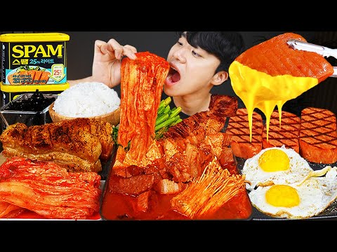 Видео: ASMR MUKBANG | Корейская домашняя еда, острая лапша, Сырный спам, Кимчи рецепт блюда