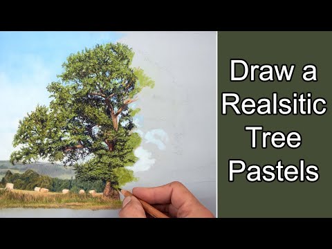 Видео: Простая техника рисования реалистичного дерева — урок по рисованию пасты и карандаша | Искусство ...