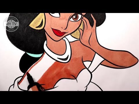 Видео: Аладдин : Принцесса Диснея Жасмин / Раскраска для детей/ Книжка раскраска / /how to draw Jasmine