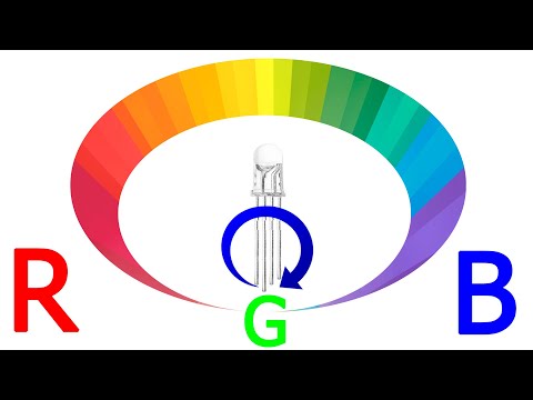 Видео: Плавное изменение цвета RGB светодиода от красного до фиолетового с помощью потенциометра и Ардуино